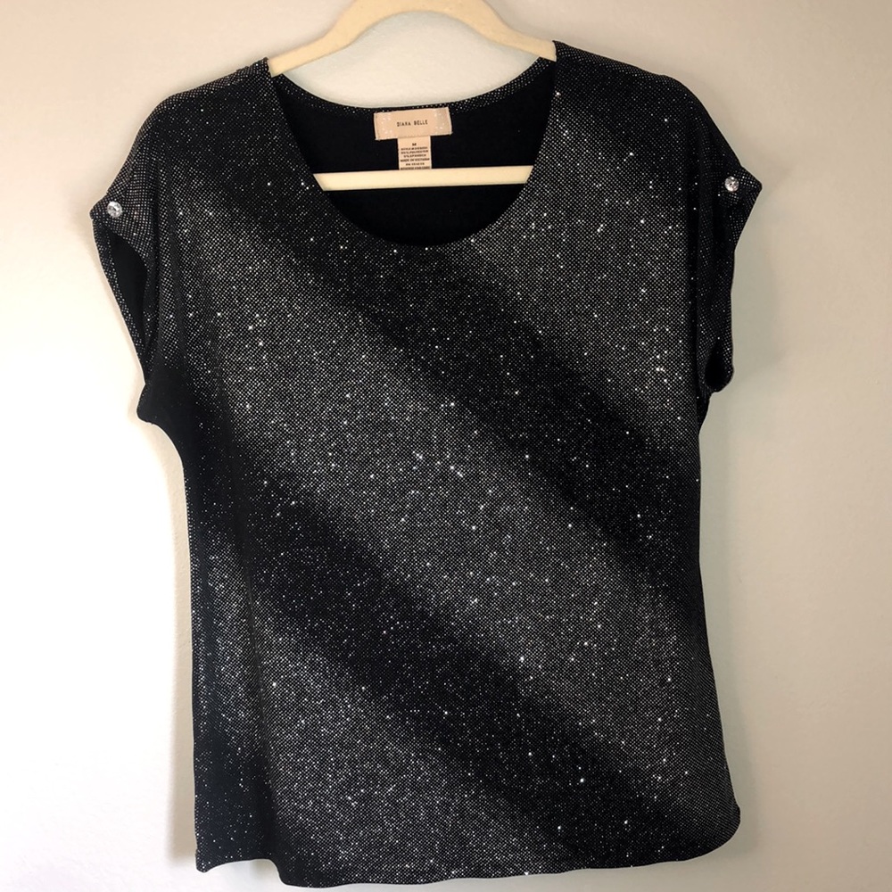 DIANA BELL Women’s Black Shimmery Blouse Medium